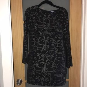 Chiffon geometrically patterned long sleeve dress